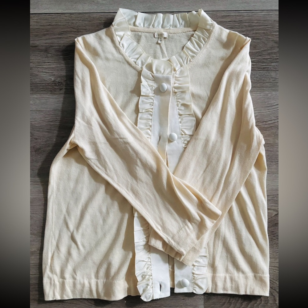 J. Crew Cream Ruffle Top